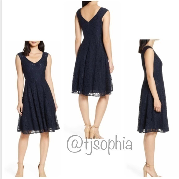 New Eliza J V Neck Lace Dress C01